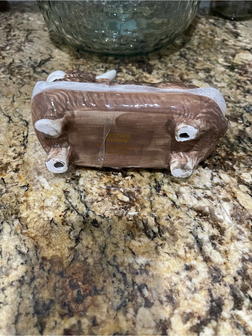 Potter’s Studio hand painted Highland Cow covered butter dish - NEW!